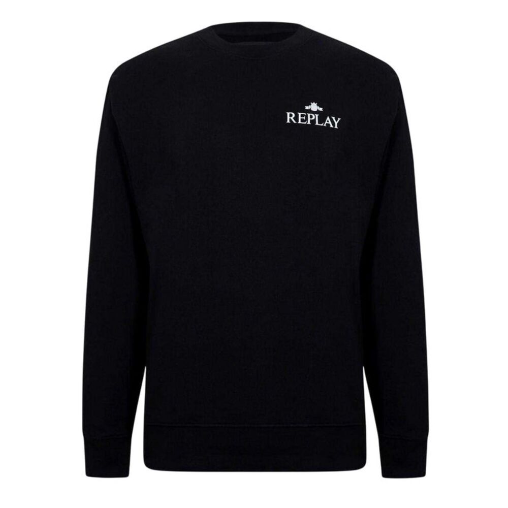 Replay Mens Logo Crew Neck Sweatshirt / Black